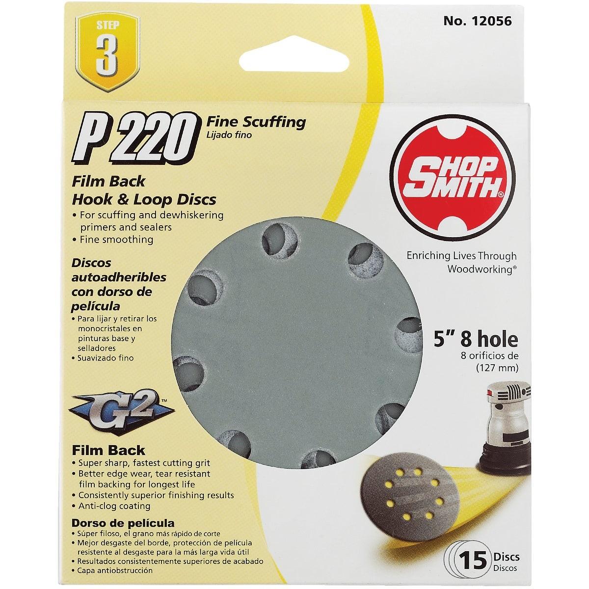 GATOR Gator 9026 Sanding Disc 220 Grit 5 in 8-hole 15-pack