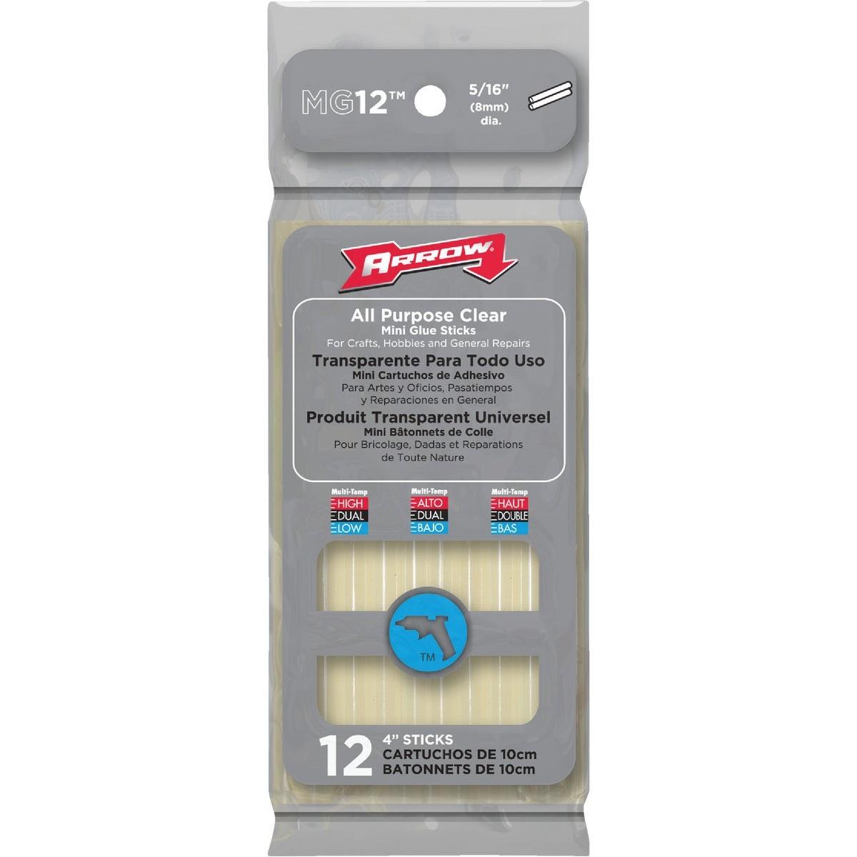 ARROW Arrow MG12 Mini Clear Hot Melt Glue Sticks 4 in 12-pack