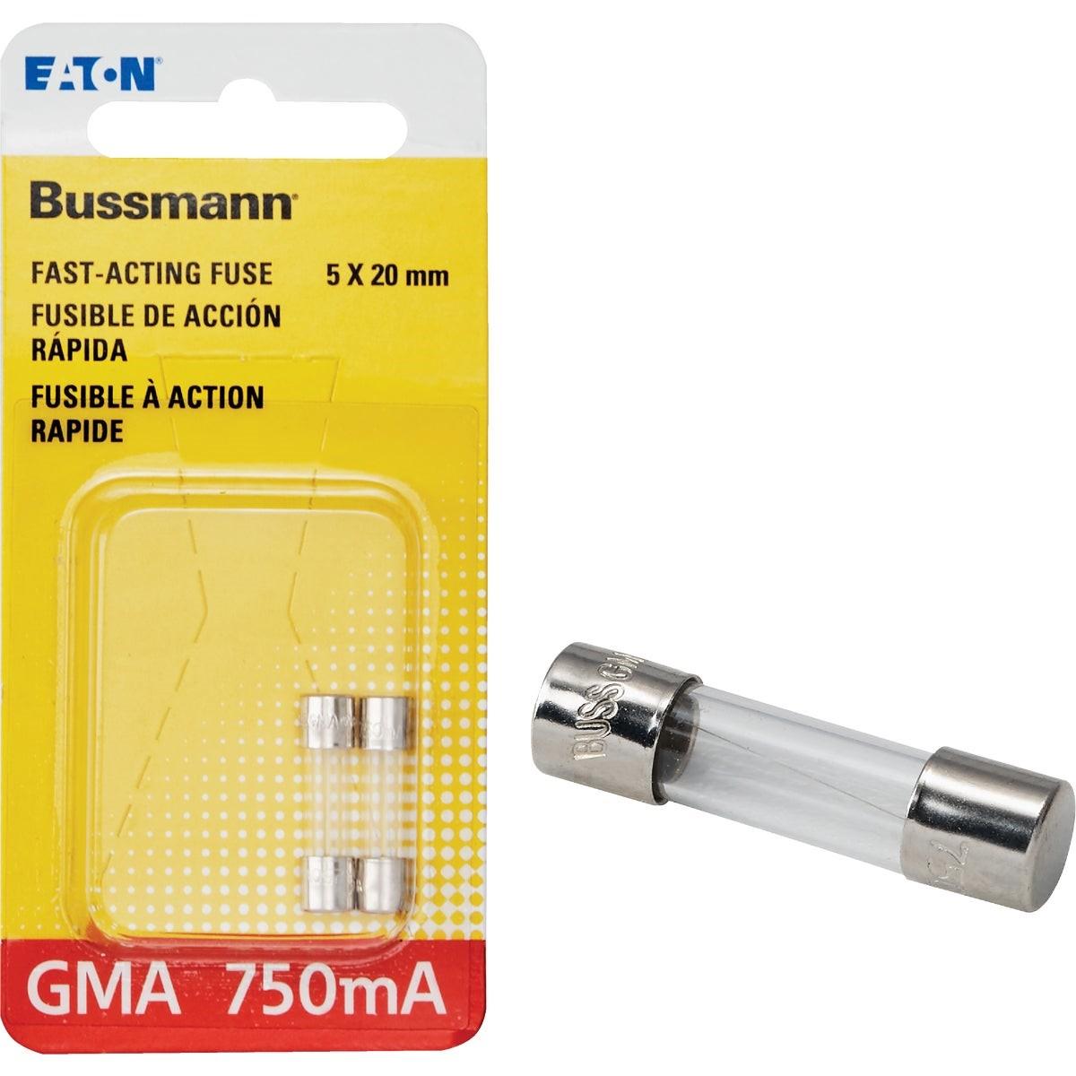 EATON Eaton BP/GMA-750MA 750ma Glass Tube Fuse 2-pack