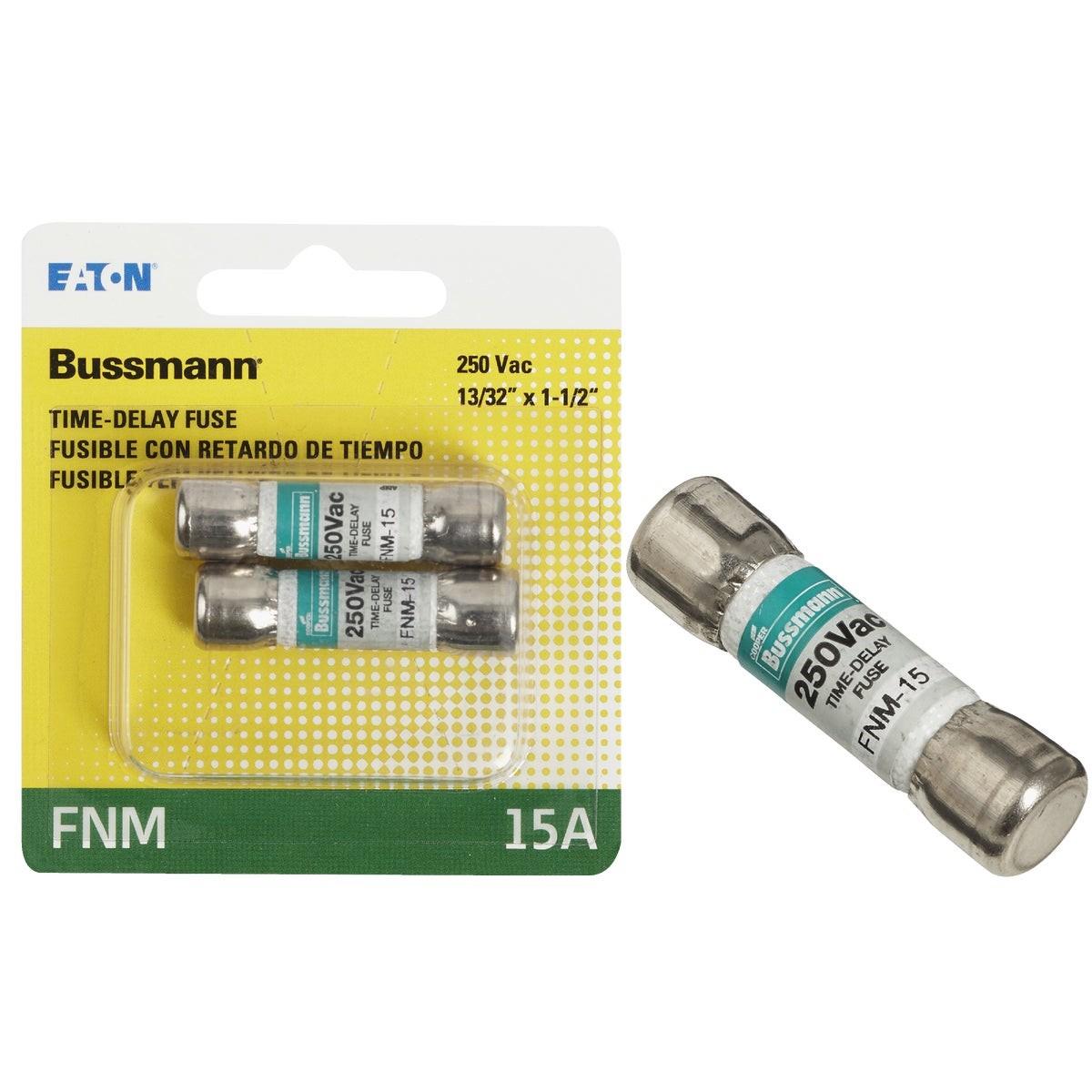 EATON Eaton BP/FNM-15 Time Delay Cartridge Fuse 15A 2-pack