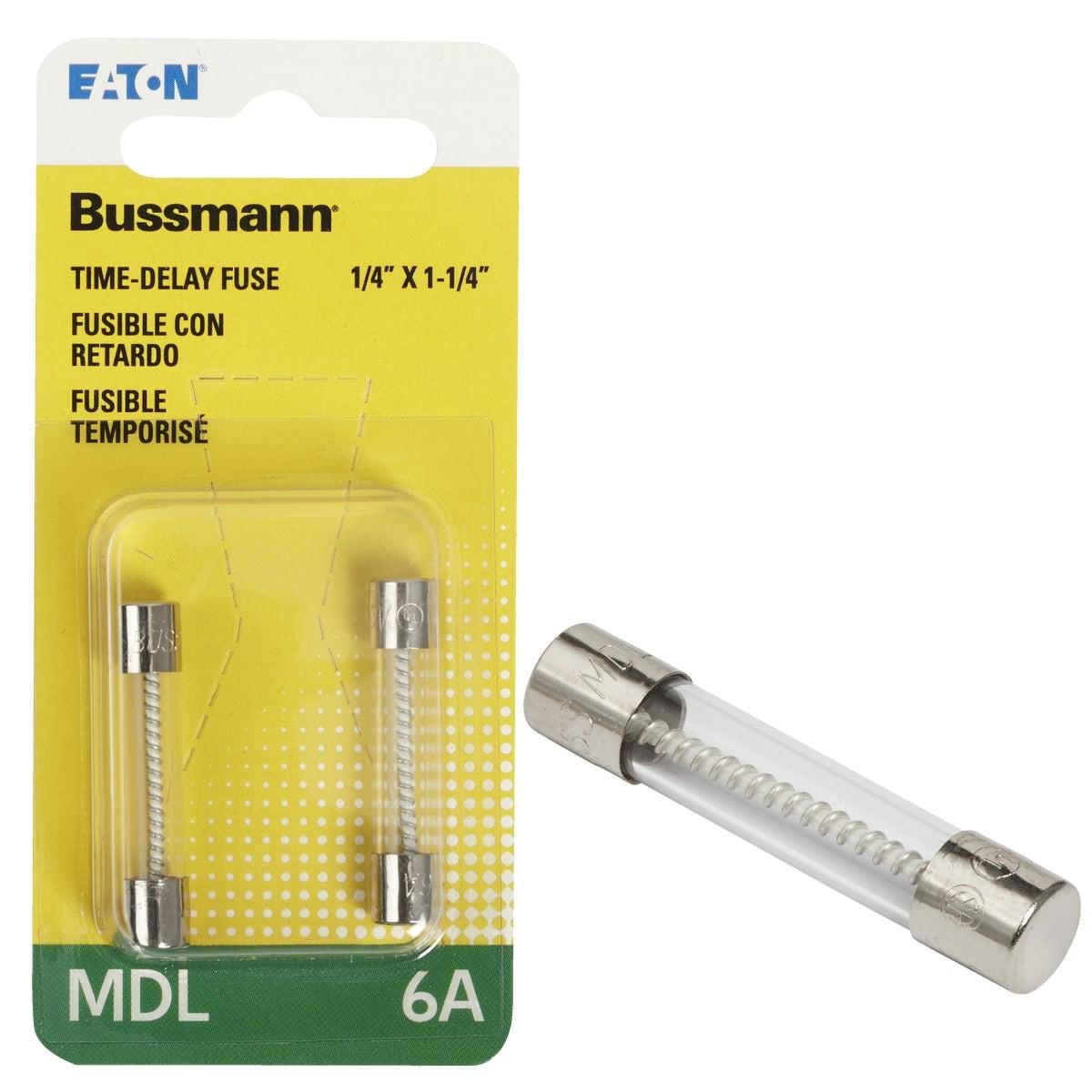EATON Eaton BP/MDL-6 Mdl Glass Tube Time-delay Fuse 6A 2-pack