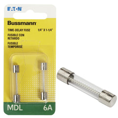 EATON Eaton BP/MDL-6 Mdl Glass Tube Time-delay Fuse 6A 2-pack