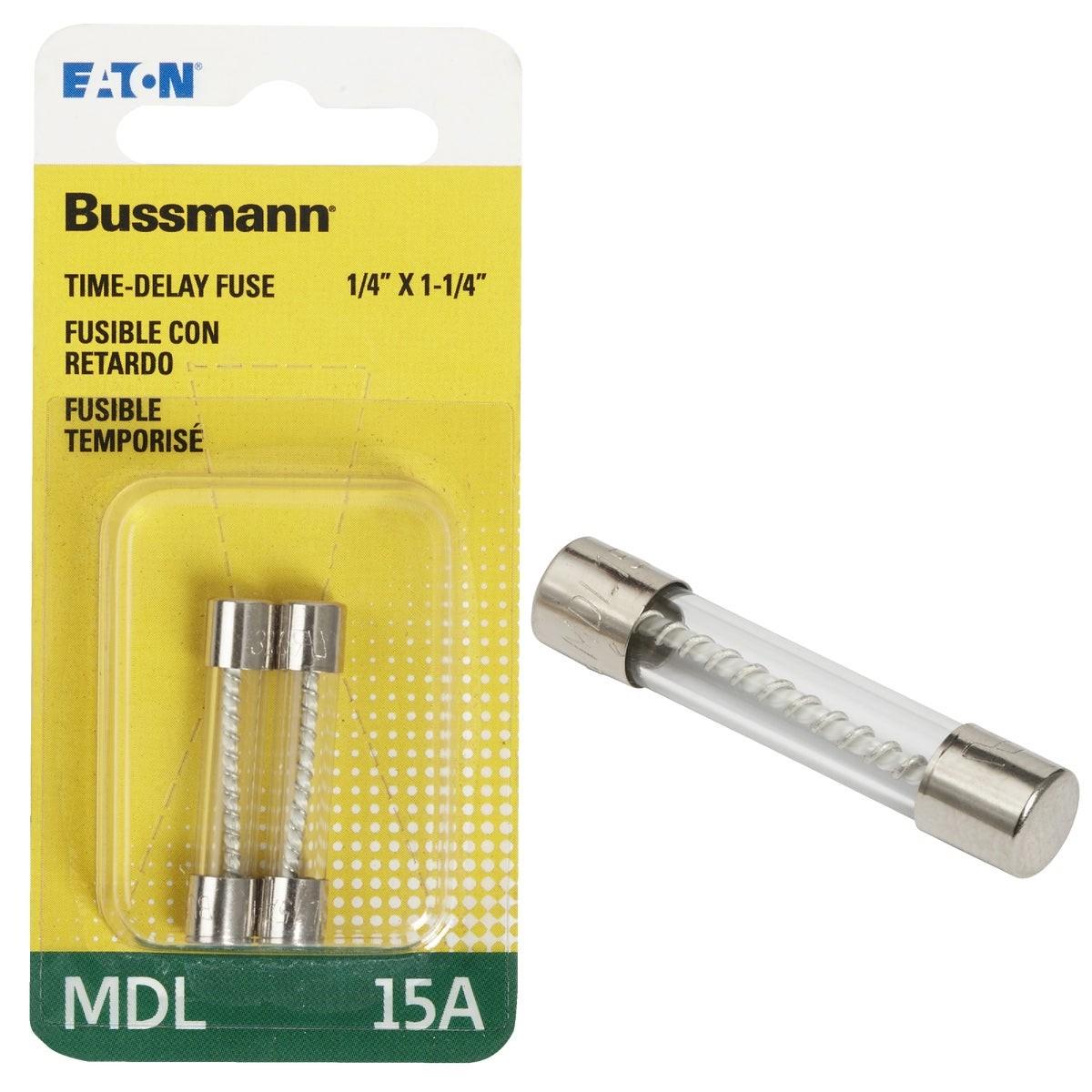 EATON Eaton BP/MDL-15 Time-delay Glass Tube Fuse 15A 2-pack