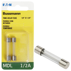 EATON Eaton BP/MDL-1/2 Glass Tube Time-delay Fuse 0.5A 2-pack