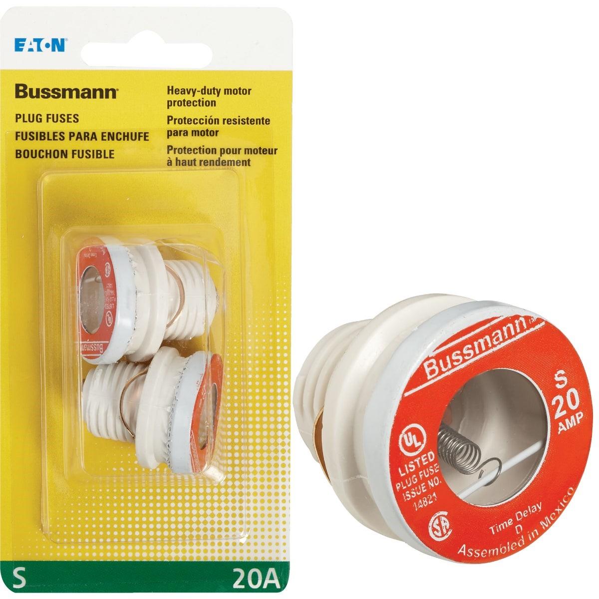 EATON Eaton BP/S-20 Time-delay Plug Fuse 20A 125V 2-pack