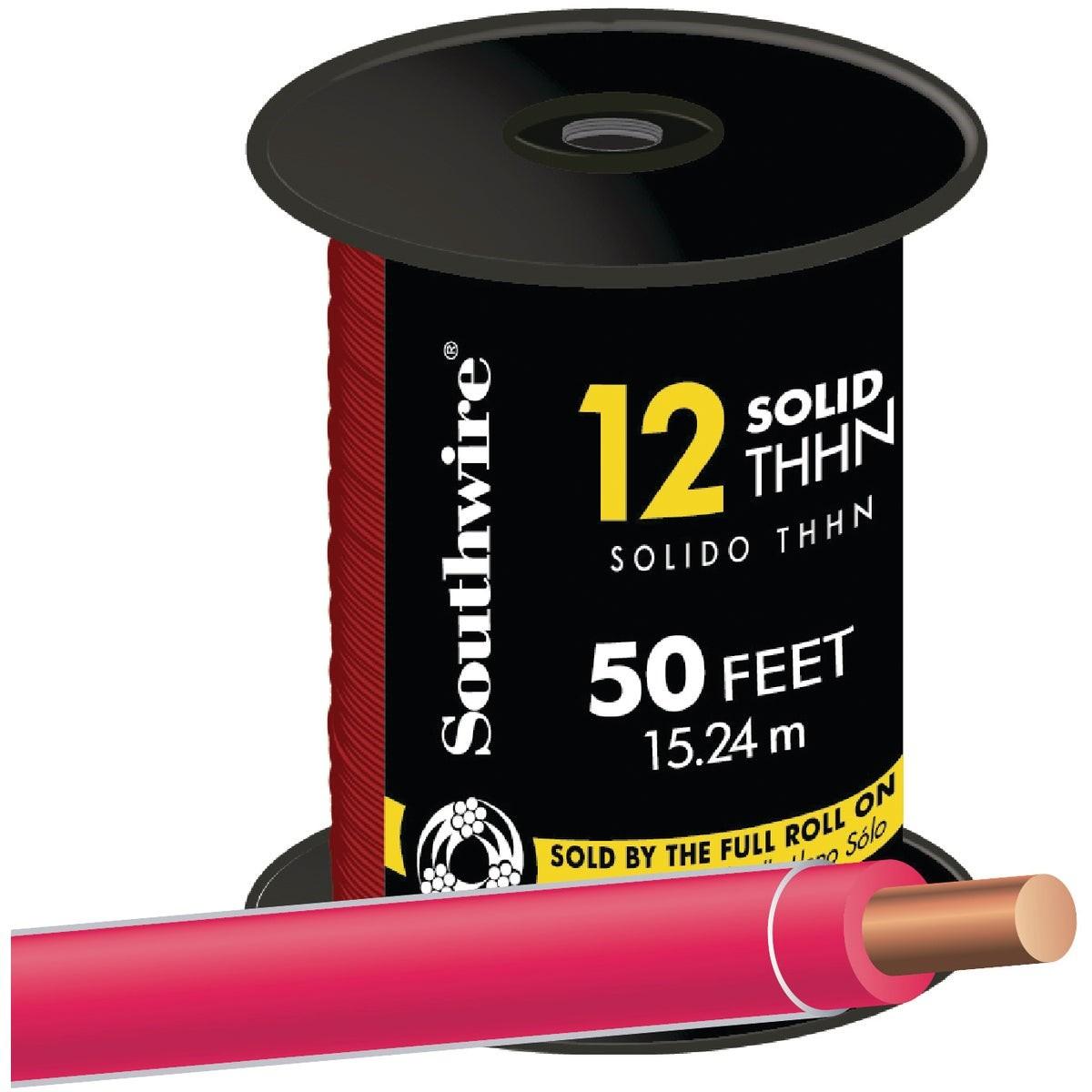 SOUTHWIRE Southwire 11589983 Thhn Wire 12 Awg Solid 600V 50 Ft Red