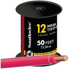 SOUTHWIRE Southwire 11589983 Thhn Wire 12 Awg Solid 600V 50 Ft Red
