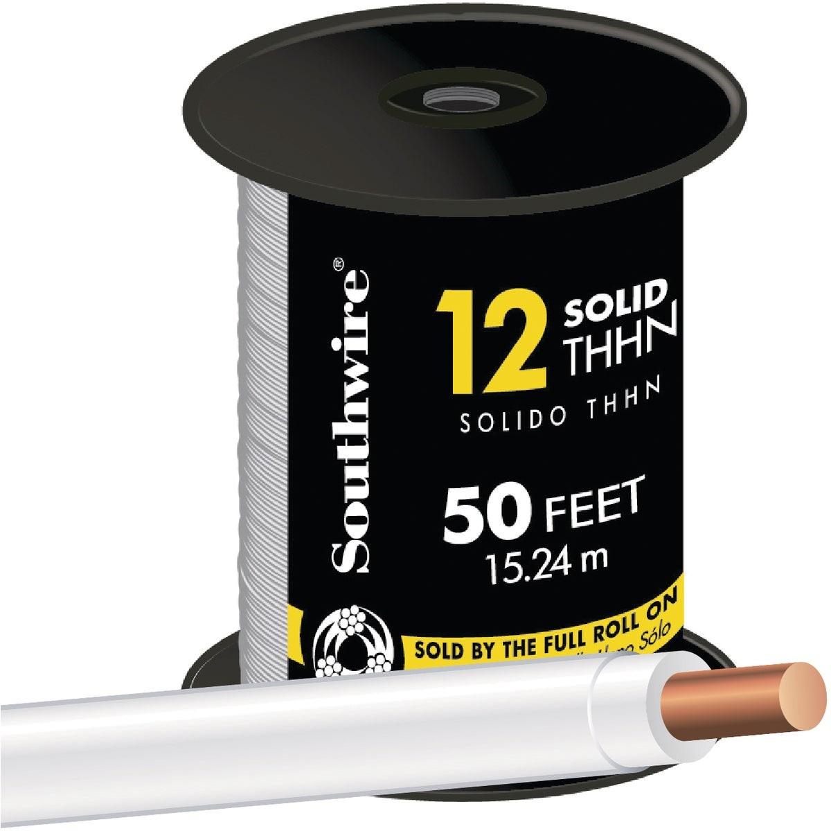 SOUTHWIRE Southwire 11588183 Thhn Wire 12 Awg Solid 600V 50 Ft White