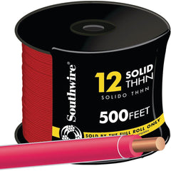 SOUTHWIRE Southwire 11589958 Thhn Wire 12 Awg Solid Red 500 Ft