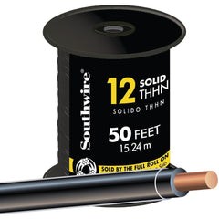 SOUTHWIRE Southwire 11587383 Thhn Wire 12 Awg Solid 50 Ft Black