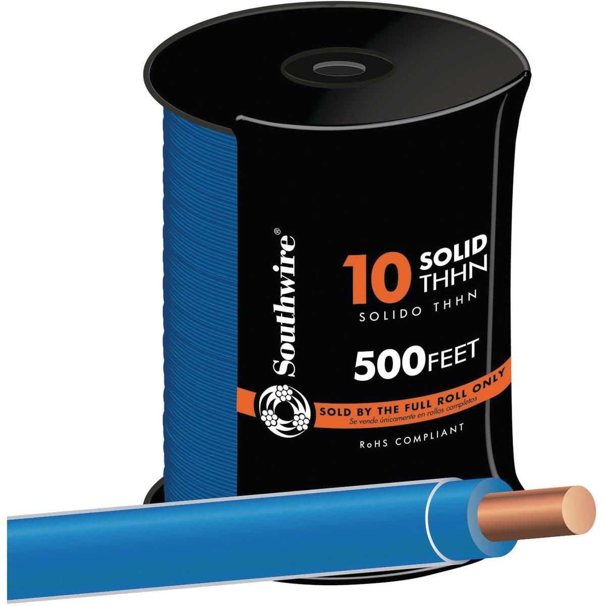 SOUTHWIRE Southwire 11598057 Thhn Wire 10 Awg Solid Blue 500 Ft 600V