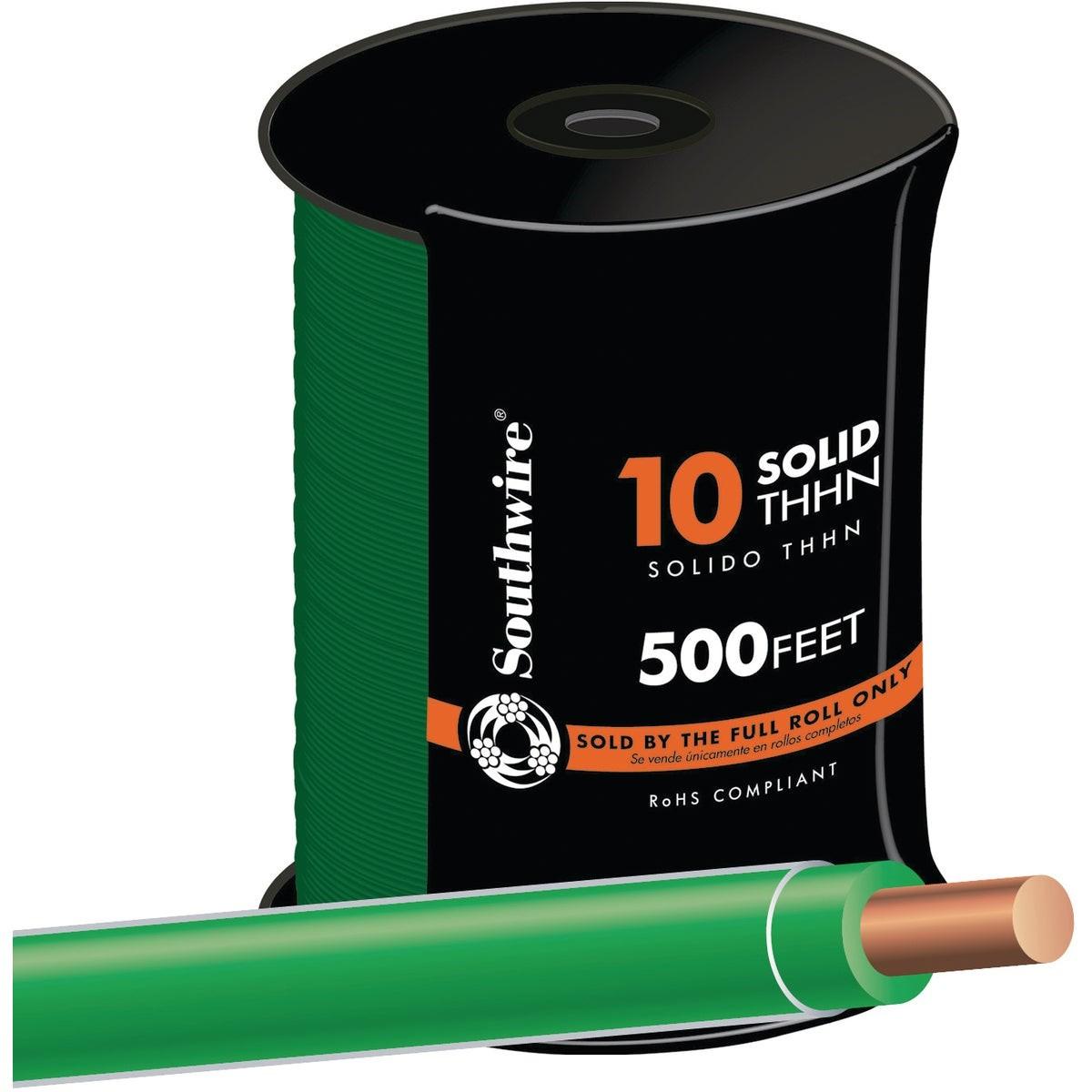 SOUTHWIRE Southwire 11599857 10 Awg Solid Green Thhn Wire 500 Ft