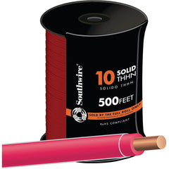 SOUTHWIRE Southwire 11597257 Thhn Wire 10 Awg Solid Red 500 Ft
