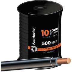 SOUTHWIRE Southwire 11595657 10 Awg Solid Thhn Wire 600V Black 500 Ft