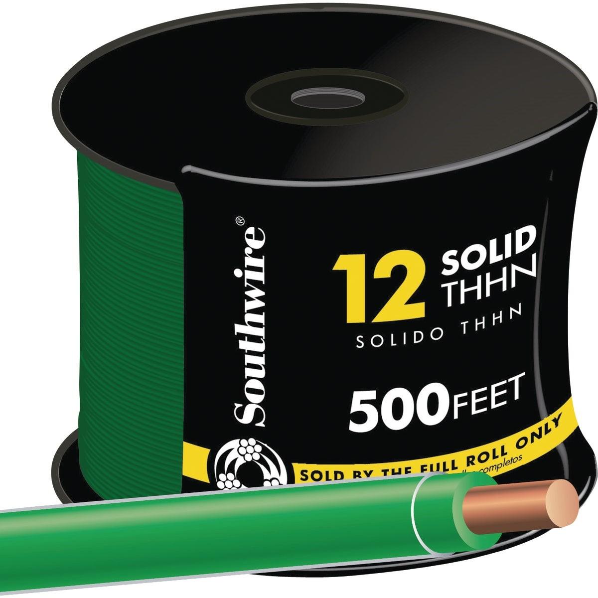 SOUTHWIRE Southwire 11591558 12 Awg Solid Green Thhn Wire 500 Ft
