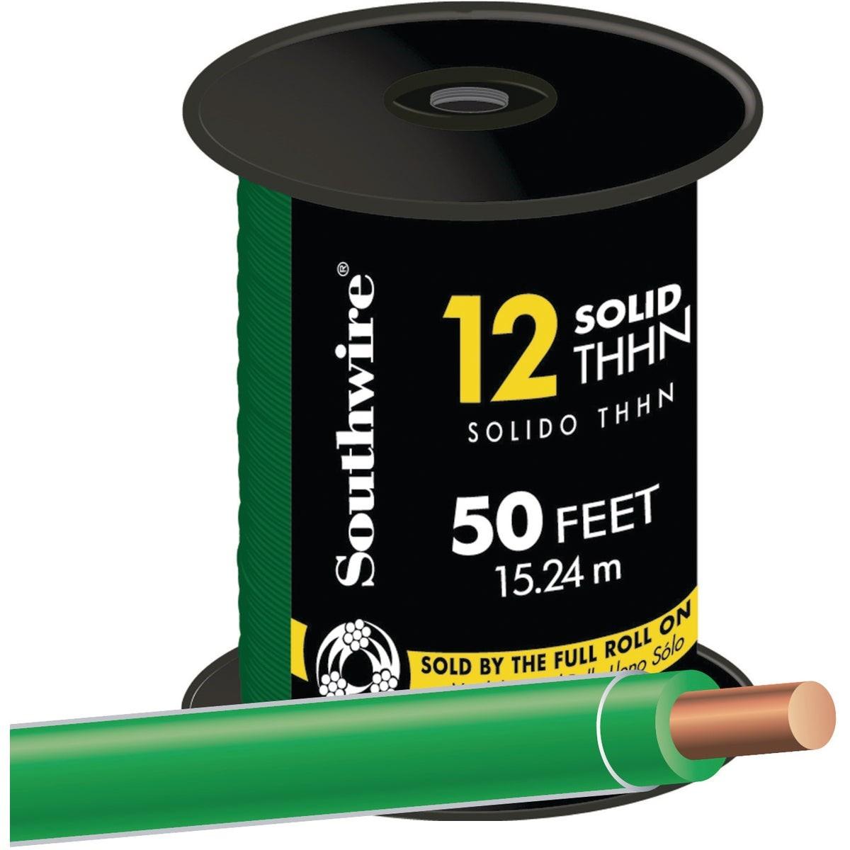 SOUTHWIRE Southwire 11591583 12 Awg Solid Thhn Wire 600V 50 Ft Green