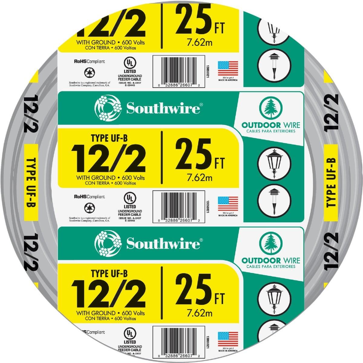 SOUTHWIRE Southwire 13055921 Ufw/g Wire 12 Awg 2-conductor 25 Feet