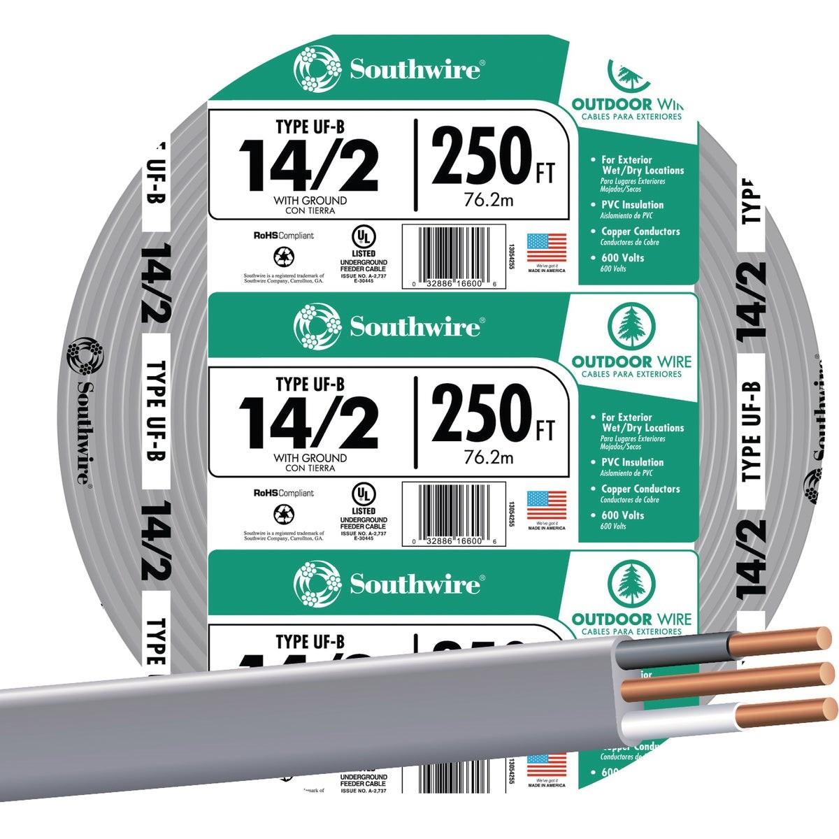 SOUTHWIRE Southwire 13054255 14 Awg 2-conductor Ufw/g Wire 250 Ft