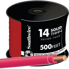 SOUTHWIRE Southwire 11581658 Thhn Wire 14 Awg Solid Red 500 Ft