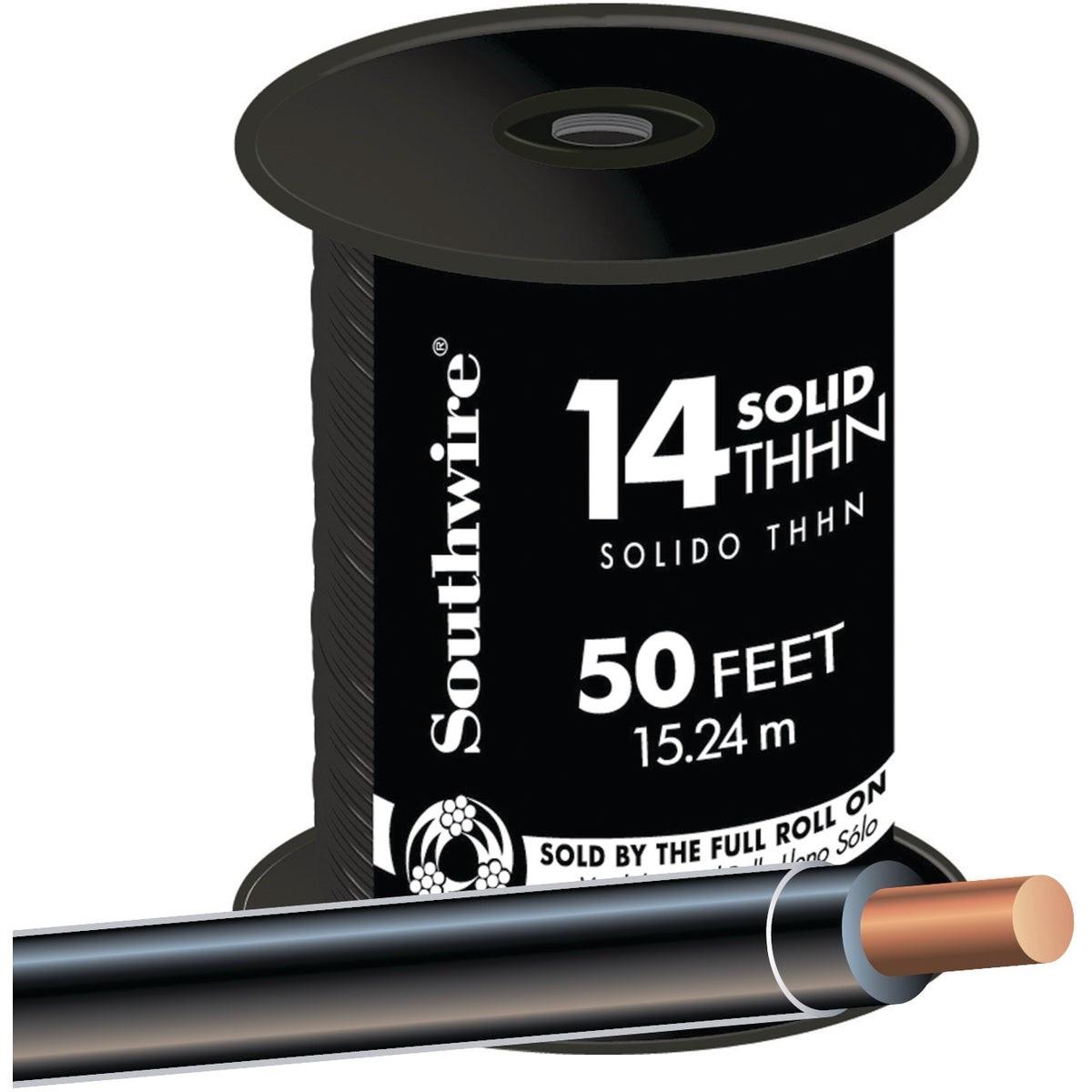 SOUTHWIRE Southwire 11579083 14 Awg Solid Thhn Wire 600V 50 Ft Black