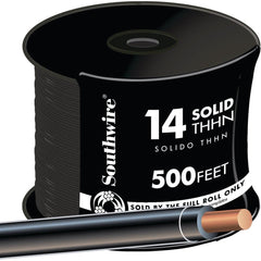 SOUTHWIRE Southwire 11579058 Thhn Wire 14 Awg Solid Black 500 Ft