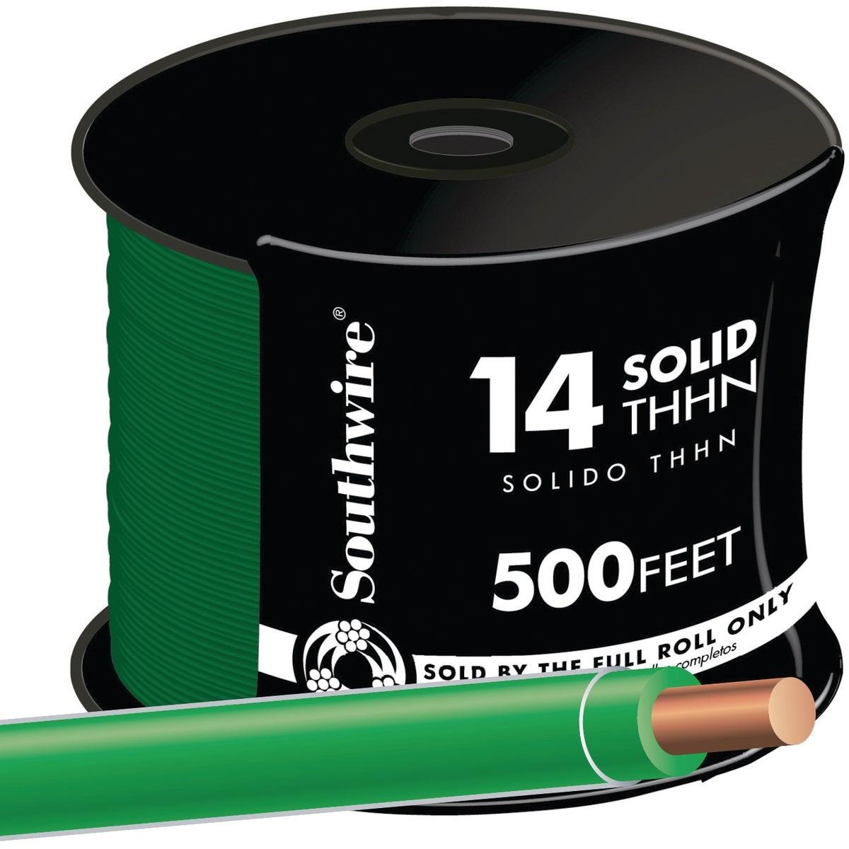 SOUTHWIRE Southwire 11583258 Solid Thhn Wire 14 Awg 500 Ft Green