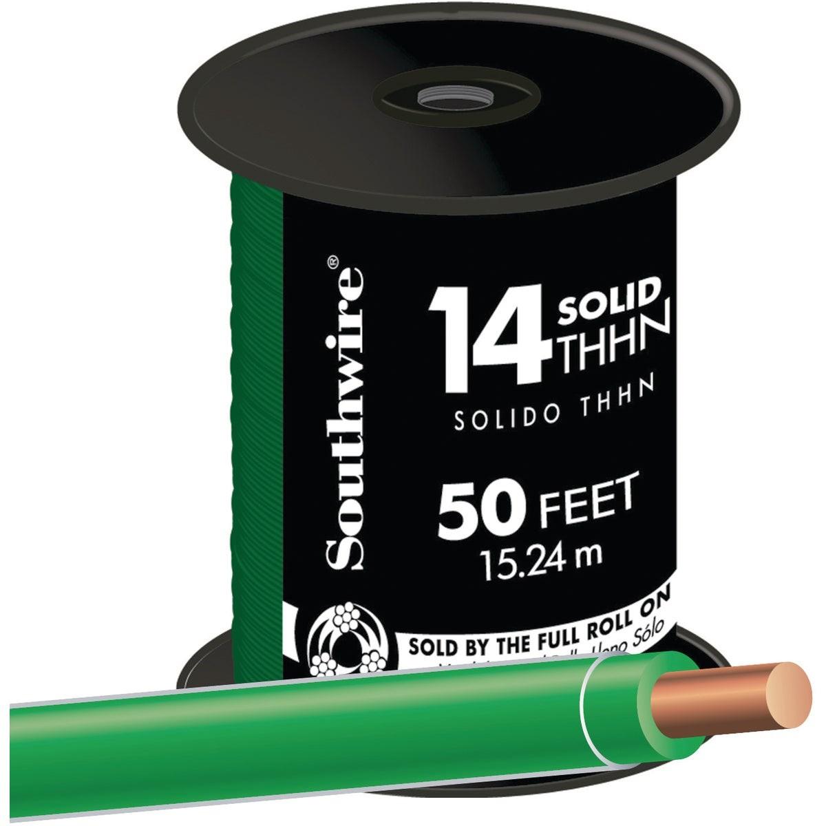 SOUTHWIRE Southwire 11583283 14 Awg Solid Green Thhn Wire 50 Ft