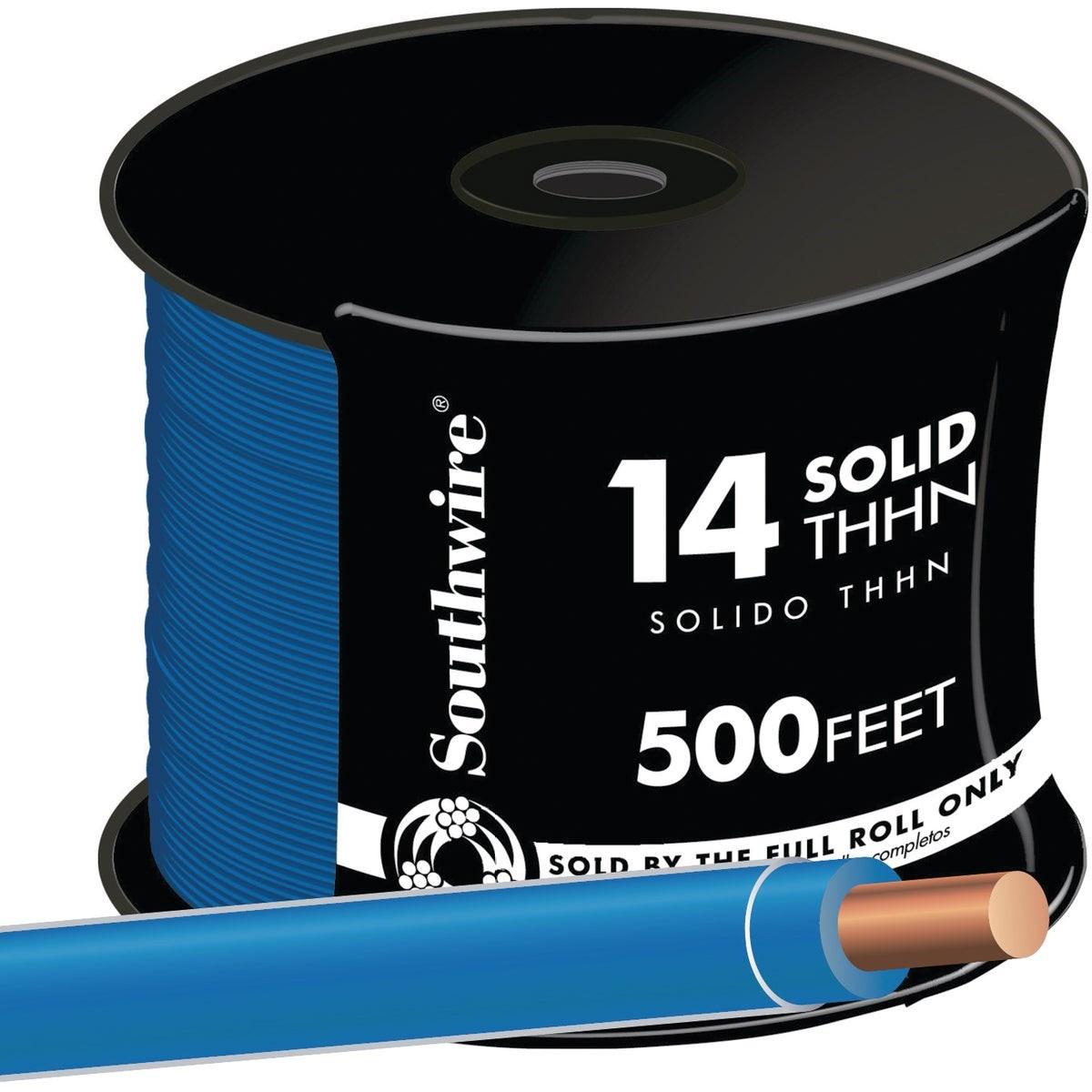 SOUTHWIRE Southwire 11582458 14 Awg Solid Thhn Wire 500 Ft Blue