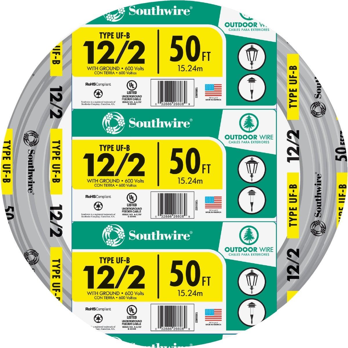 SOUTHWIRE Southwire 13055922 Ufw/g Wire 12 Awg 2-conductor 50 Ft