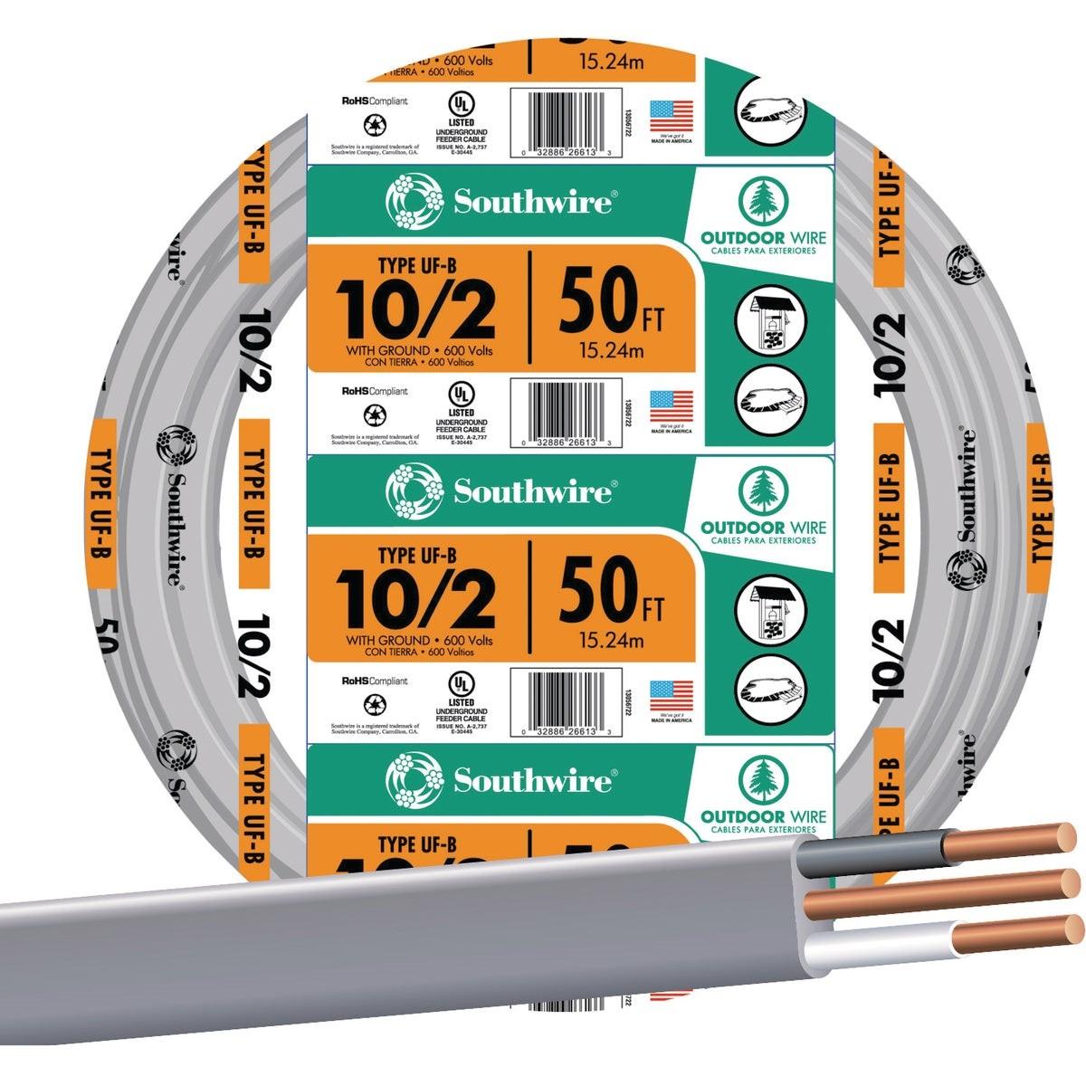 SOUTHWIRE Southwire 13056722 10 Awg 2-conductor Uf-b Wire 50 Feet
