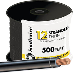 SOUTHWIRE Southwire 22964158 Thhn Wire 12 Awg Stranded Black 500 Ft