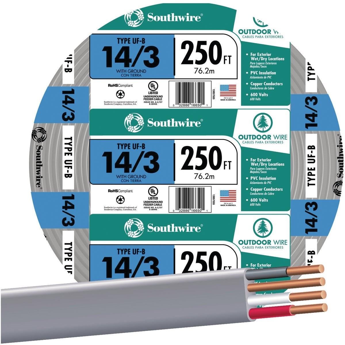 SOUTHWIRE Southwire 13057555 14 Awg 3-conductor Uf-b Wire 250 Ft