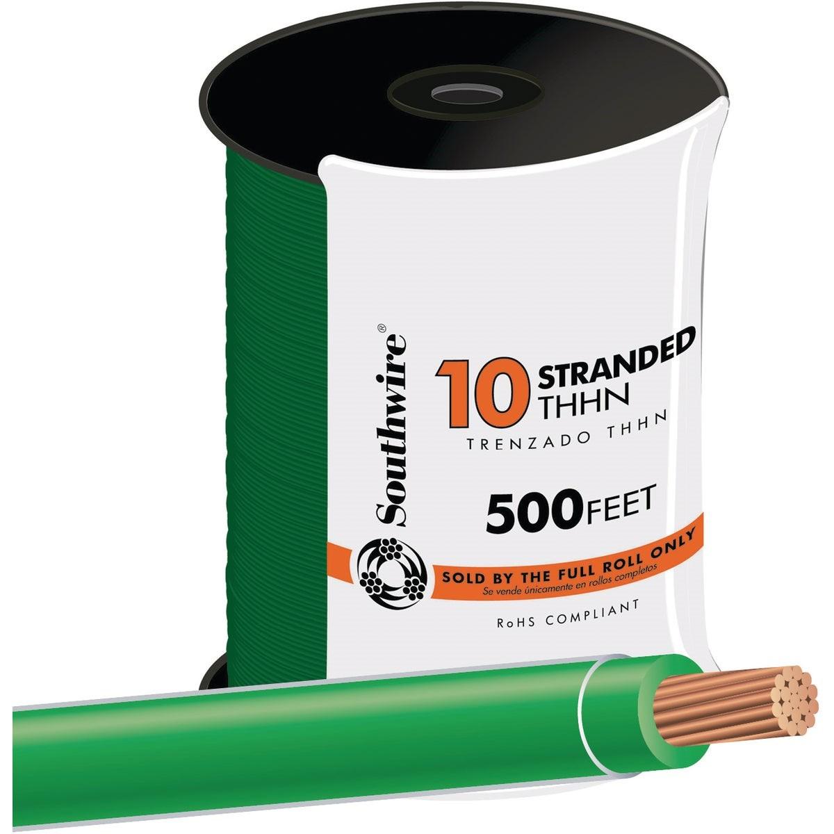 SOUTHWIRE Southwire 22977357 Thhn Wire 10 Awg Stranded Green 500 Ft