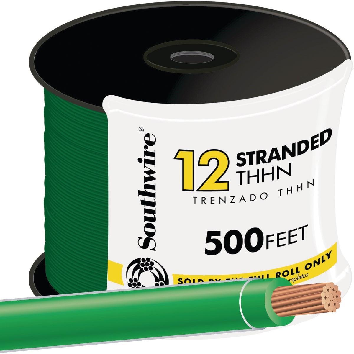 SOUTHWIRE Southwire 22968258 Thhn Wire 12 Awg Stranded Green 500 Ft