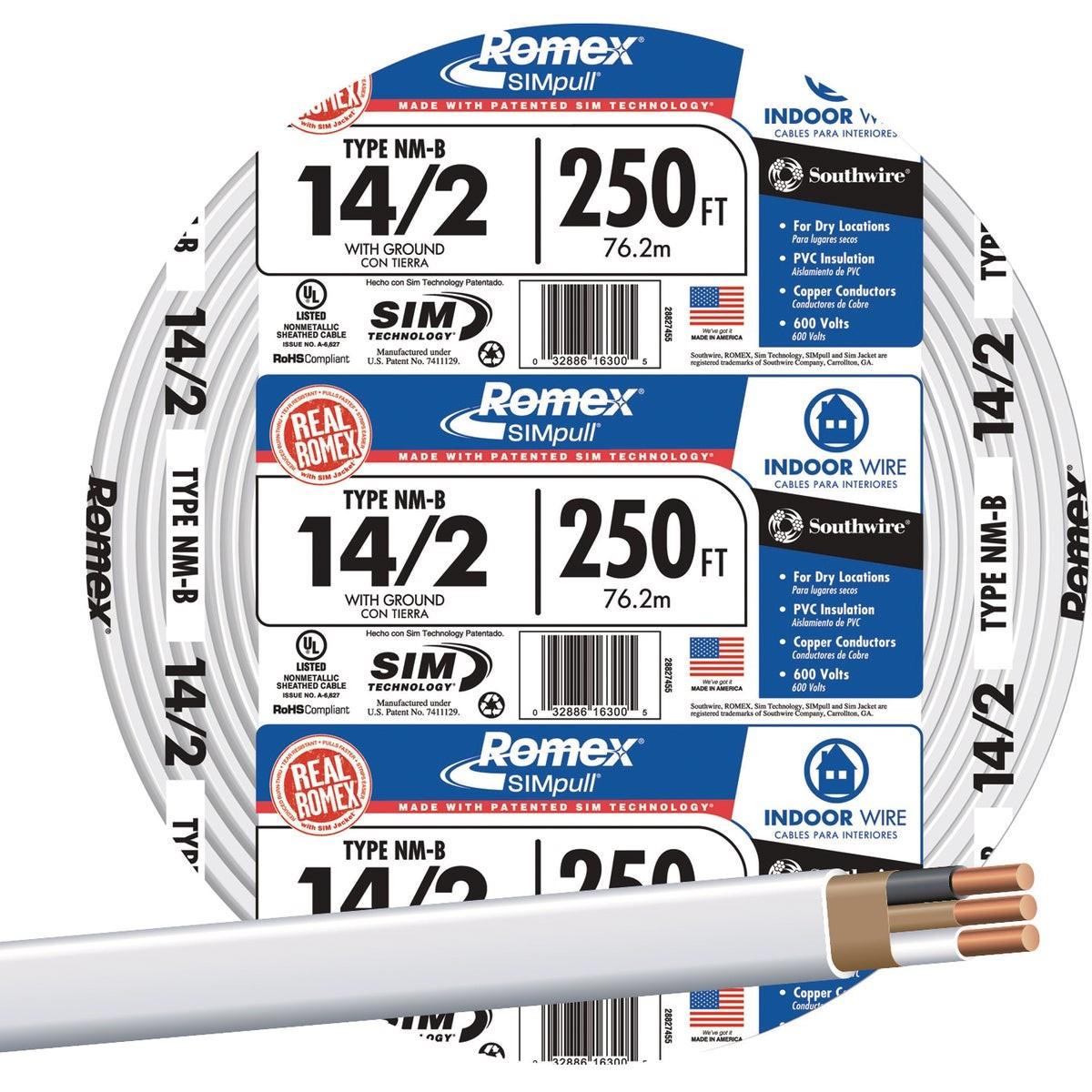 ROMEX Romex 28827455 Nm-b Wire 14/2 Solid 600V 250 Ft White