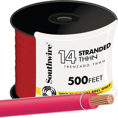SOUTHWIRE Southwire 22957558 Thhn Wire 14 Awg Stranded Red 500 Ft
