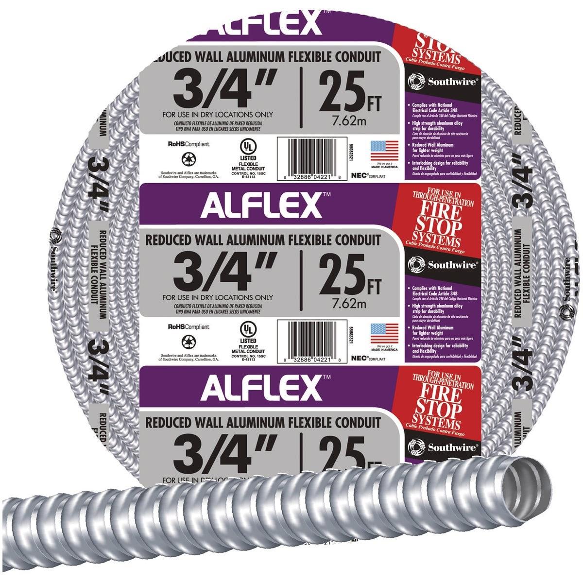 SOUTHWIRE Southwire 55082321 Flex Aluminum Conduit 3/4 in 25 Ft