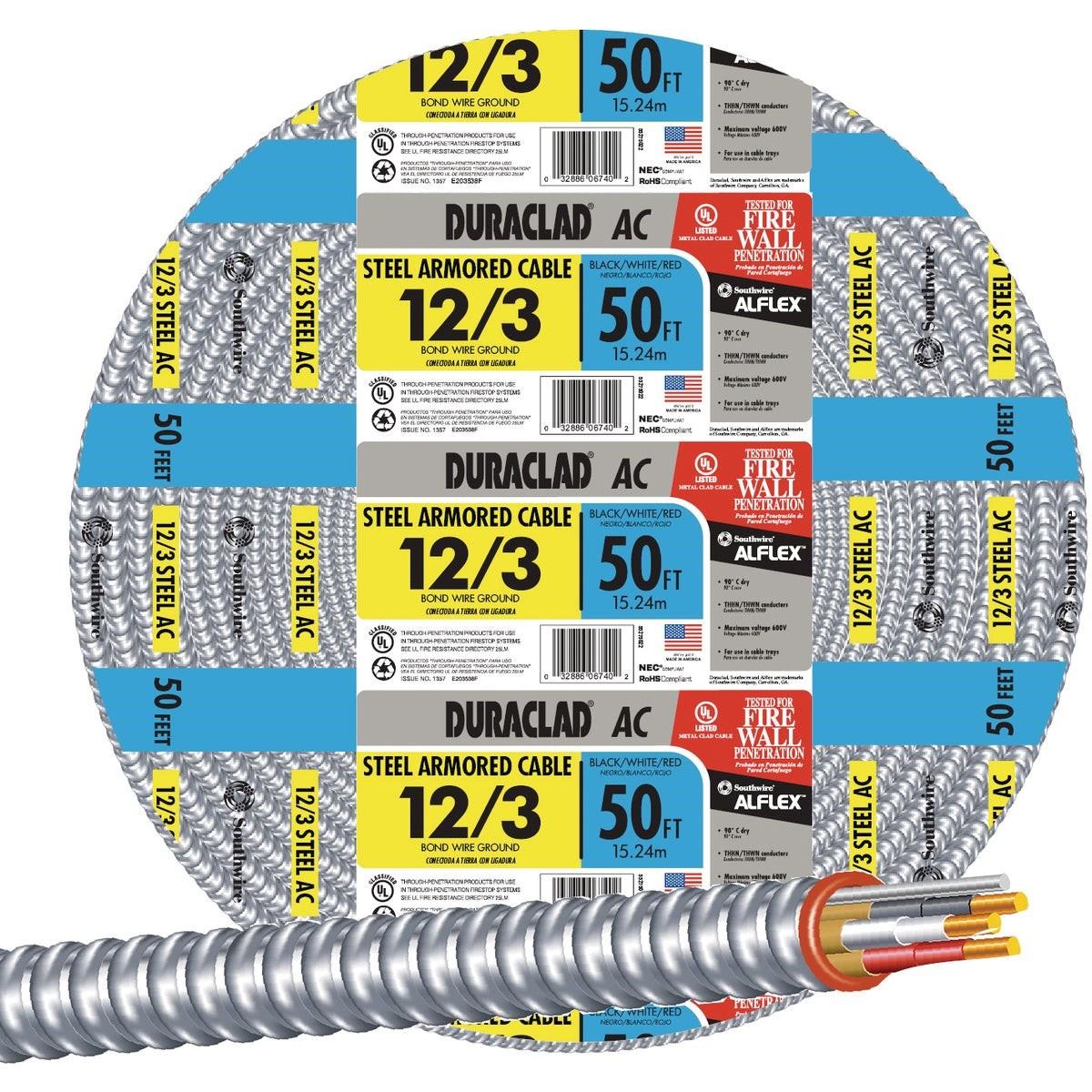 SOUTHWIRE Southwire 55275022 Ac Armored Cable 12/3 50 Ft