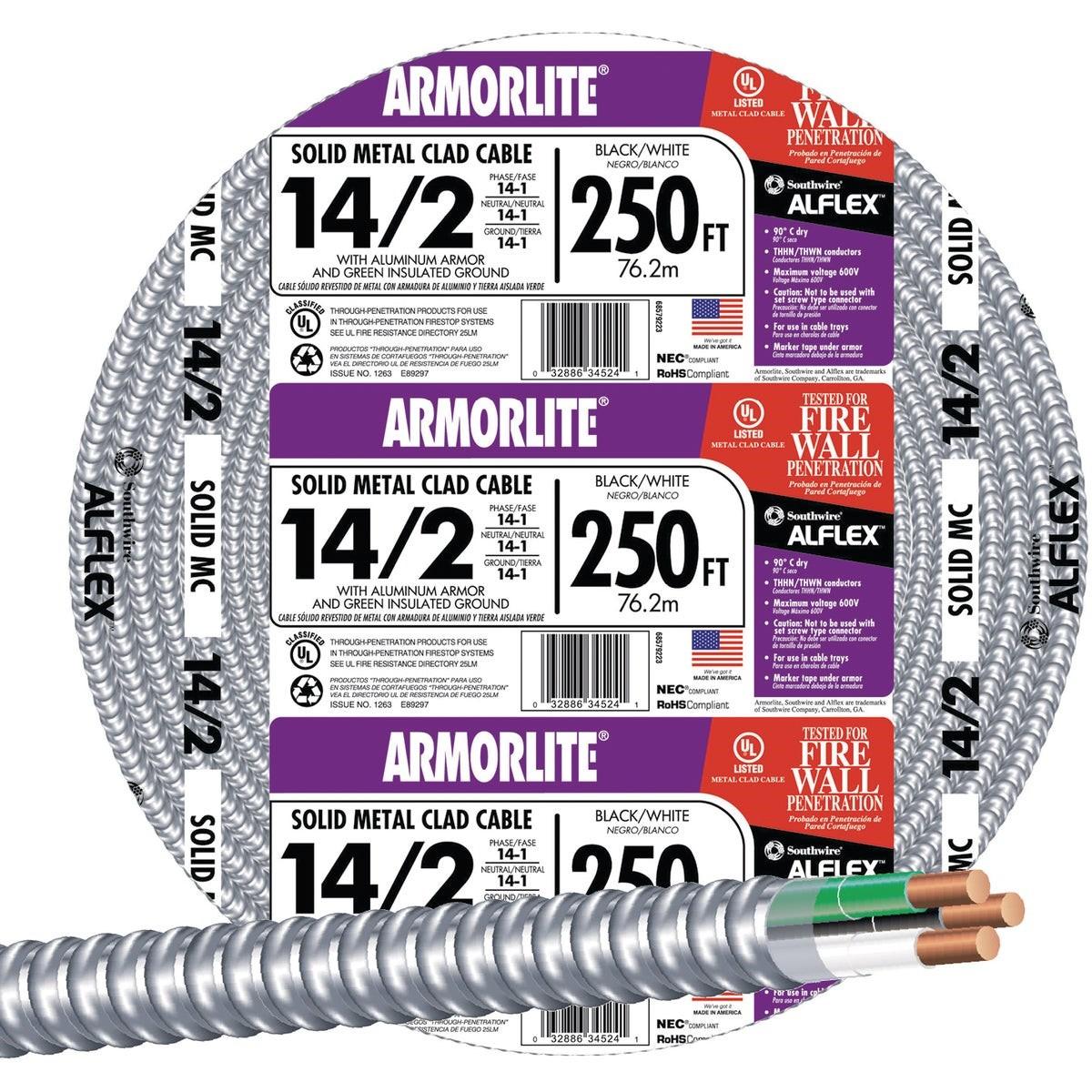 SOUTHWIRE Southwire 68579201 Mc Armored Cable 14/2 250 Ft