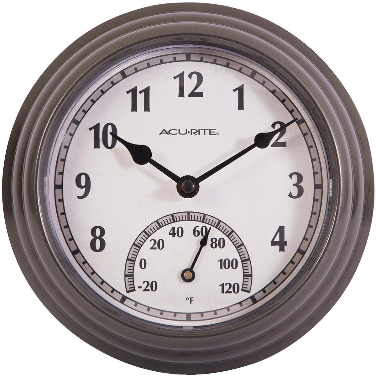 ACURITE Honeywell 02413A1 Wall Clock Thermometer 8.5 in Dark Silver Gray