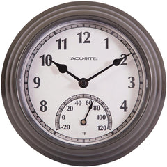 ACURITE Honeywell 02413A1 Wall Clock Thermometer 8.5 in Dark Silver Gray