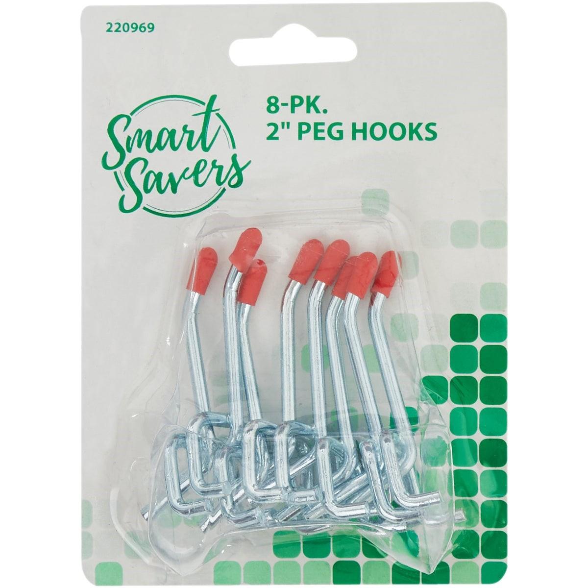 SMART SAVERS Honeywell 820433 Angled Pegboard Hook 2 Inches 8-count
