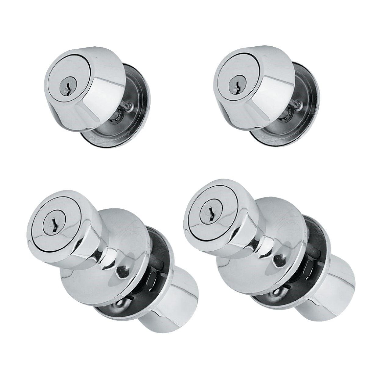 STEEL PRO Honeywell BR6B91BD Satin Chrome Deadbolt Door Knob Combo