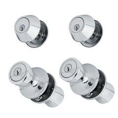 STEEL PRO Honeywell BR6B91BD Satin Chrome Deadbolt Door Knob Combo
