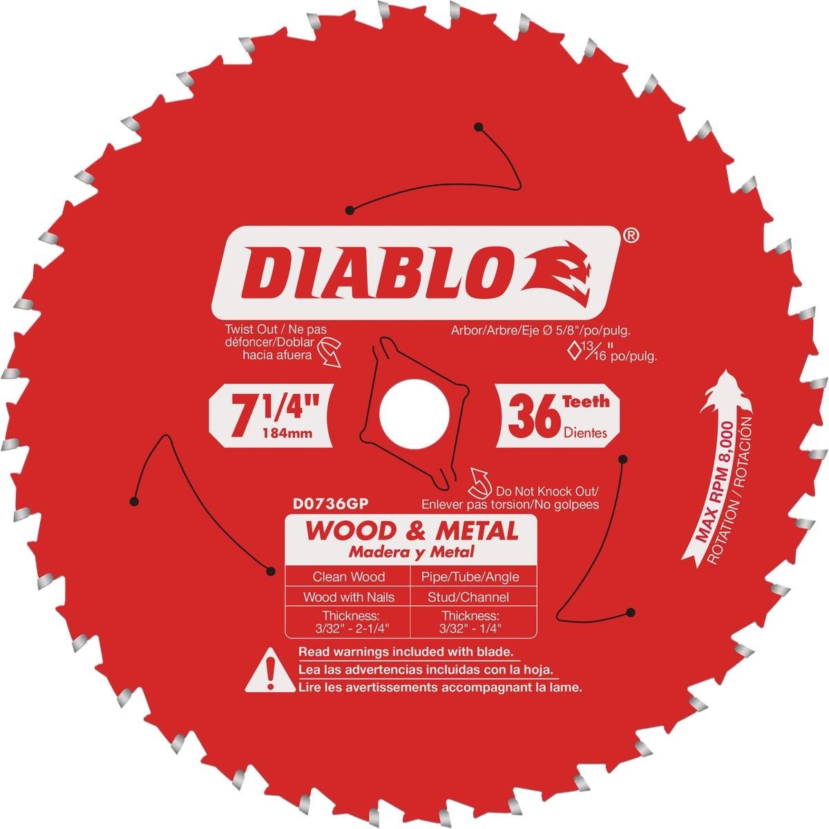 DIABLO Diablo D0736GPA 7-1/4 In. 36-tooth Circular Saw Blade