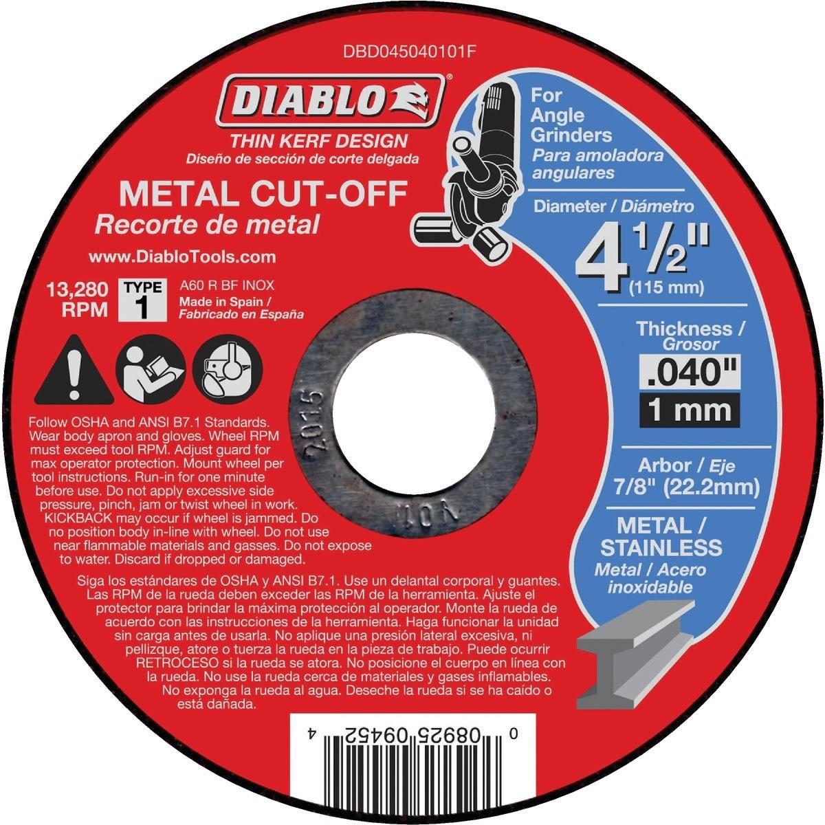 DIABLO Diablo DBD045040101F Type 1 Metal Cut-off Wheel