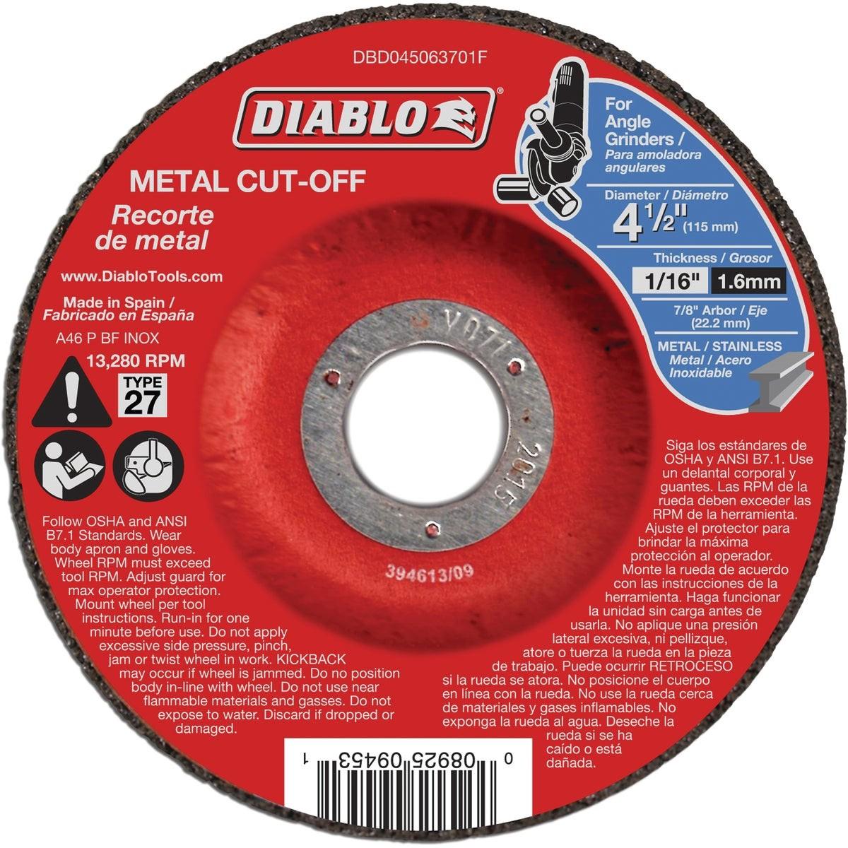 DIABLO Diablo DBD045063701F Type 27 Metal Cut-off Wheel