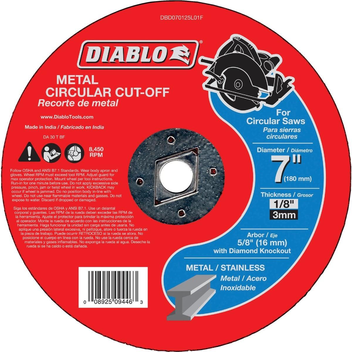 DIABLO Diablo DBD070125L01F 7 in Type 1 Metal Cut-off Wheel