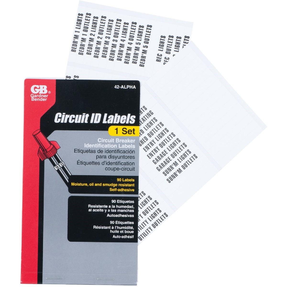 GARDNER BENDER Gardner Bender 42-ALPHA Circuit Breaker Wire Label Set