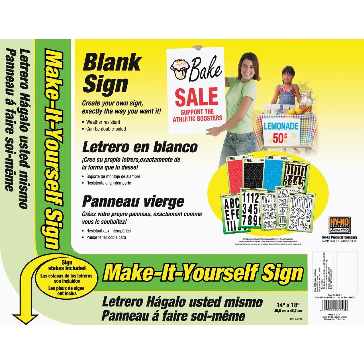 HY-KO Hy-ko MYO-1 Make-it-yourself Sign Kit 14x18 in